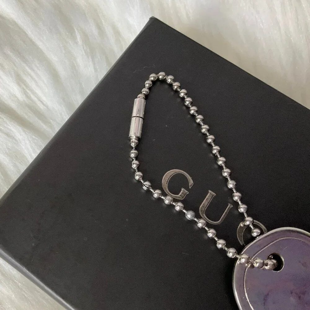❌SOLD❌Authentic GUCCI Silver Dog Tag Bag Charm/Key Chain/Necklace Charm - Picture 7 of 13